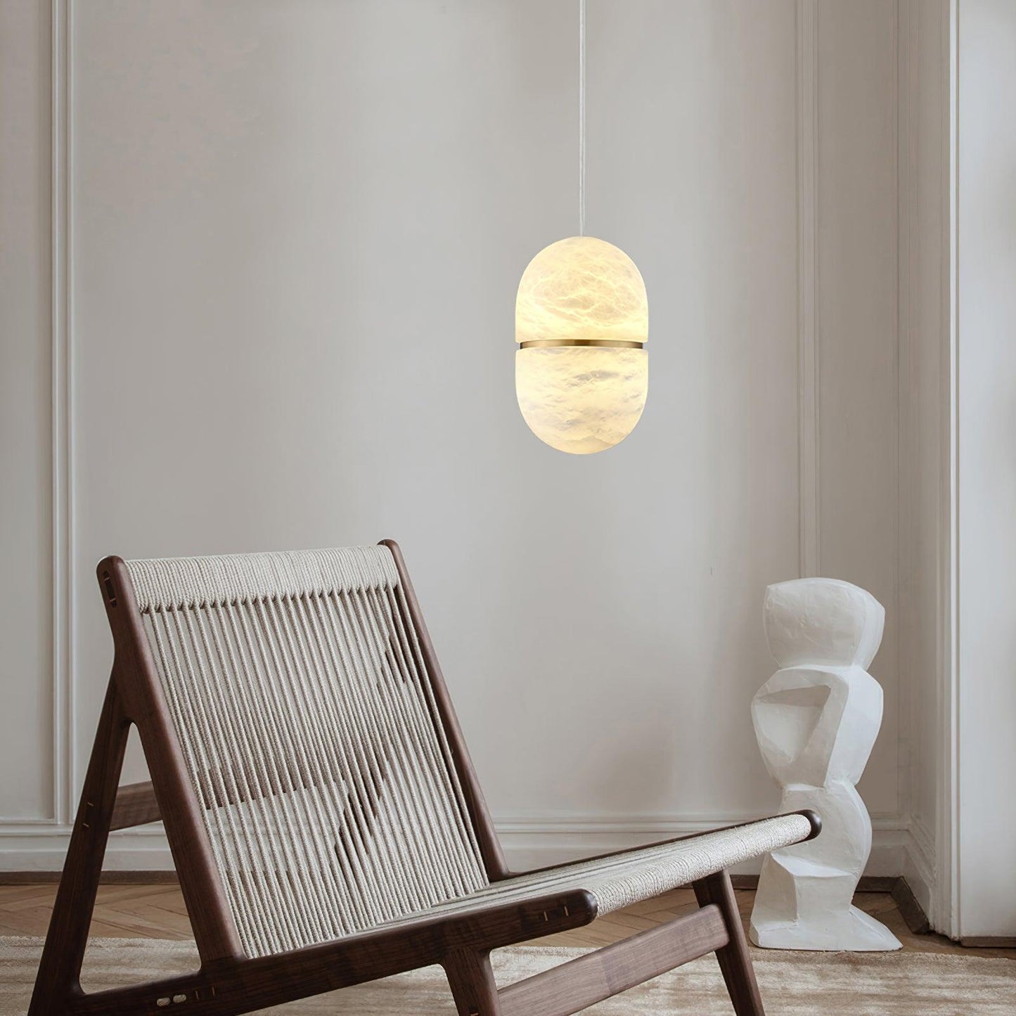 Caythos | Sculpturale Capsule Alabaster Steen Hanglamp