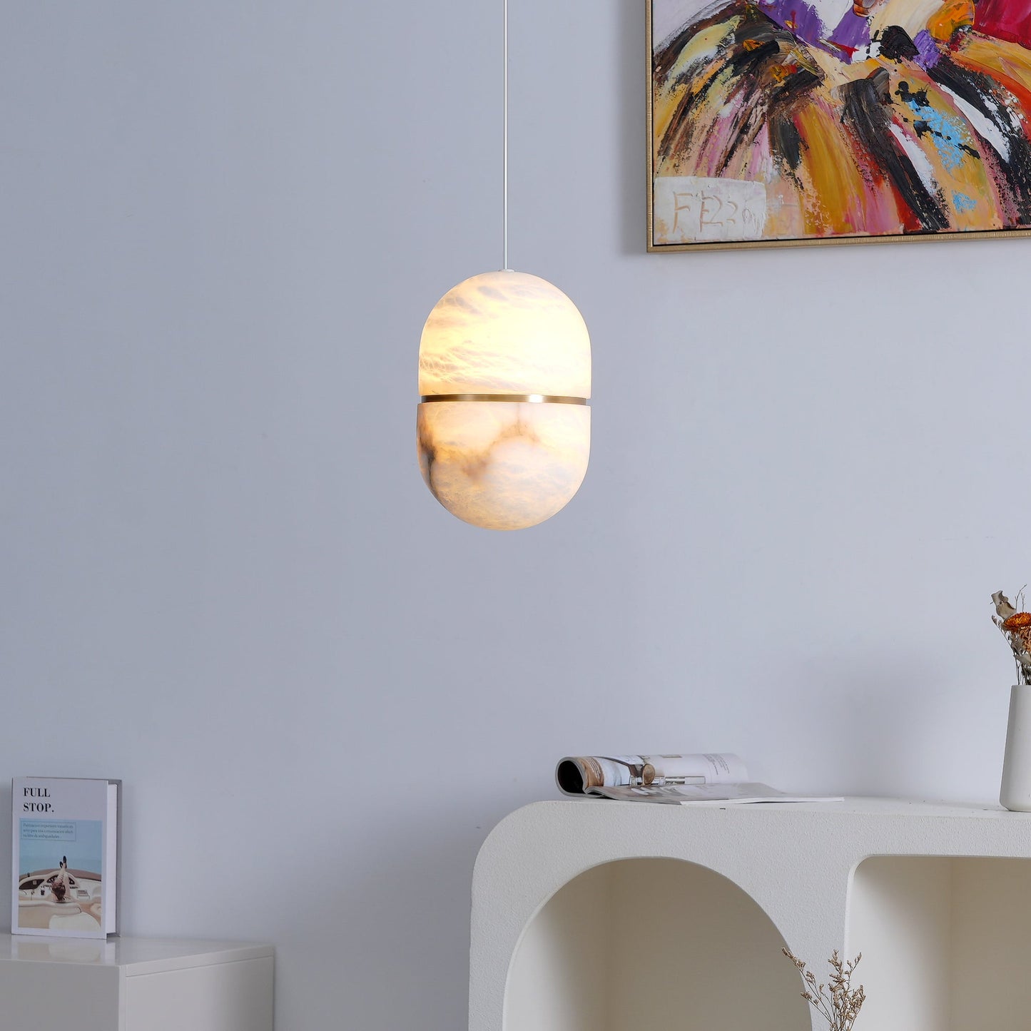 Caythos | Sculpturale Capsule Alabaster Steen Hanglamp