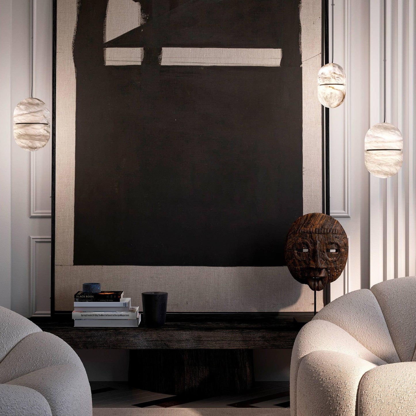Caythos | Sculpturale Capsule Alabaster Steen Hanglamp