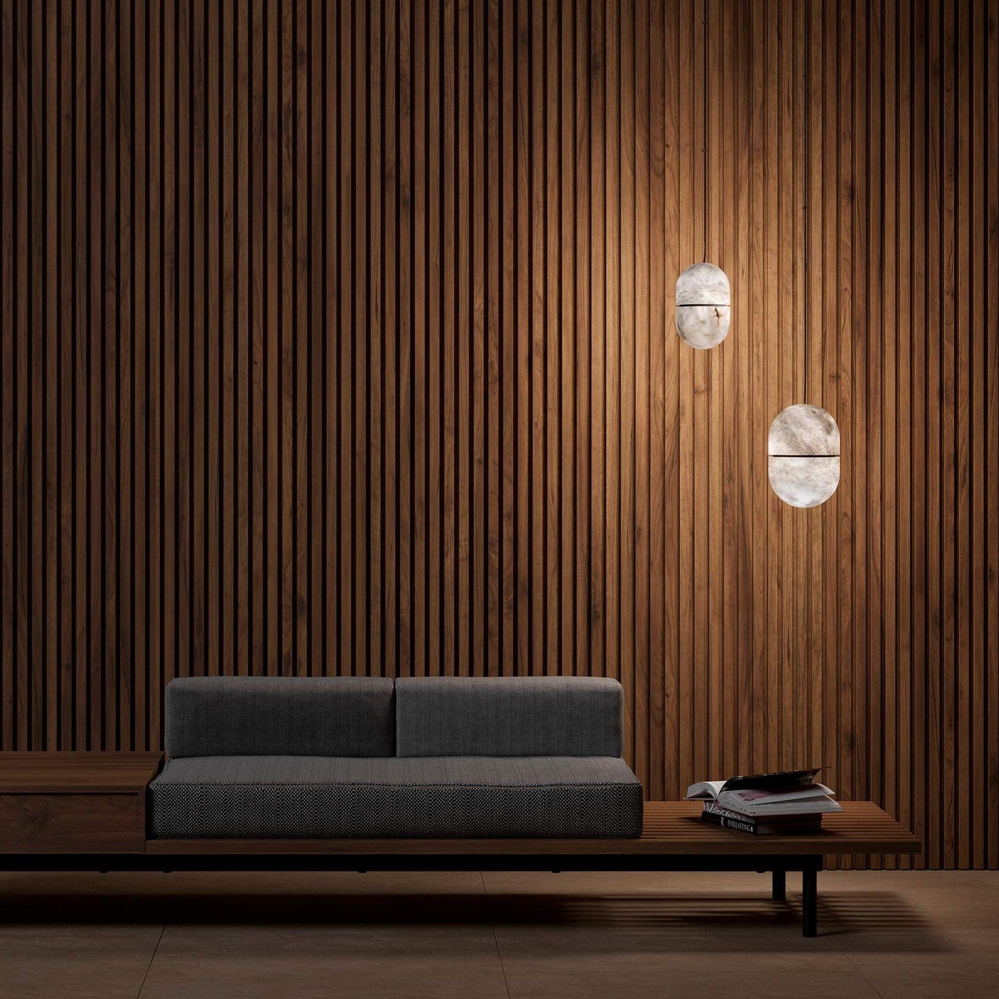 Caythos | Sculpturale Capsule Alabaster Steen Hanglamp