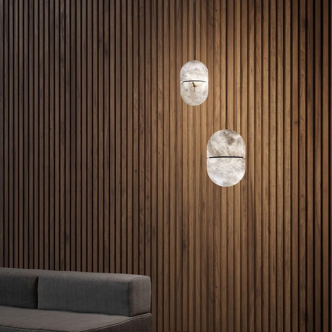 Caythos | Sculpturale Capsule Alabaster Steen Hanglamp