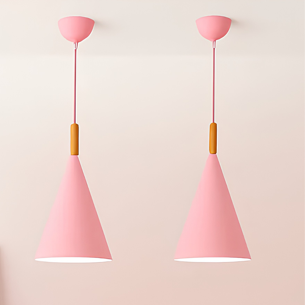 Zerimar | Moderne kegelvormige metalen en houten hanglamp