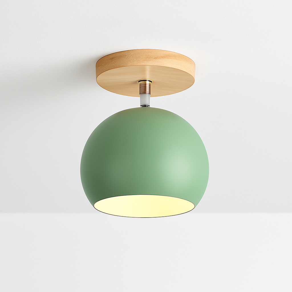 Dervian | Moderne Sferische Verstelbare Hout- en Metalen Plafondlamp
