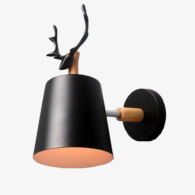 Thalamore | Gewei Silhouet Noordse Hout- en Metalen Wandlamp Sconce