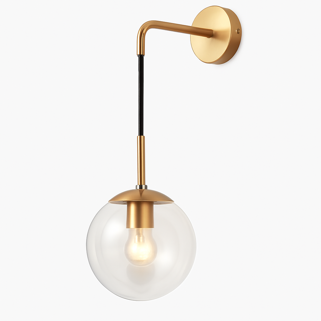Virello | Moderne Glazen Bol Industriële Wandlamp
