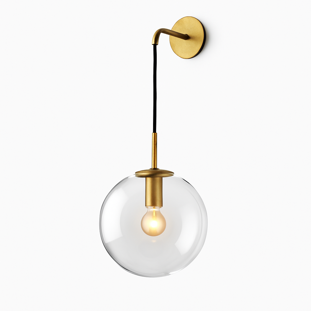 Virello | Moderne Glazen Bol Industriële Wandlamp