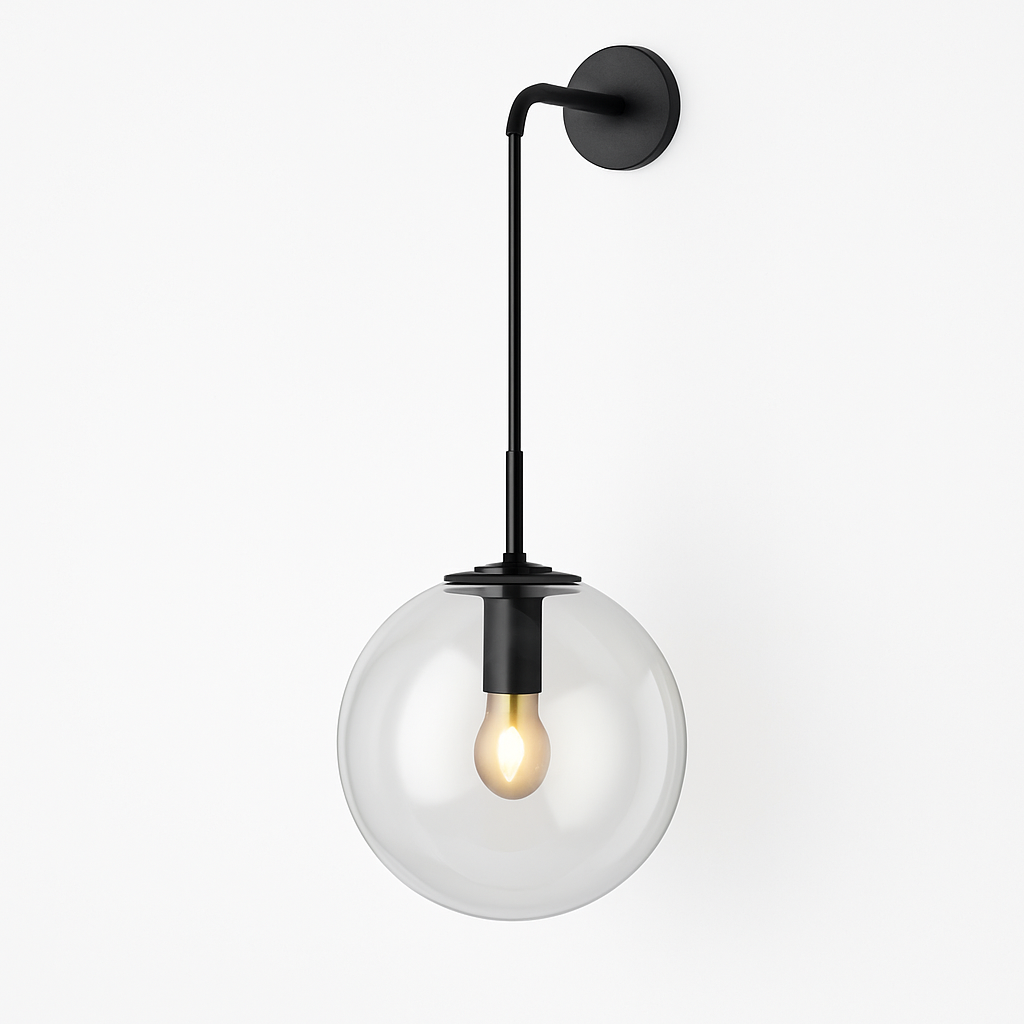Virello | Moderne Glazen Bol Industriële Wandlamp