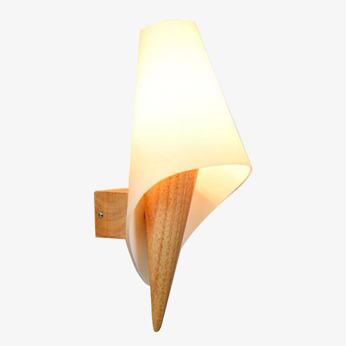 Belthrum | Minimalistische Afgeronde Kegel Houten Matglas Wandlamp