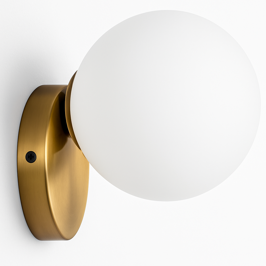 Krythall | Geometrische Mat Glazen Bol Vergulde Wandlamp
