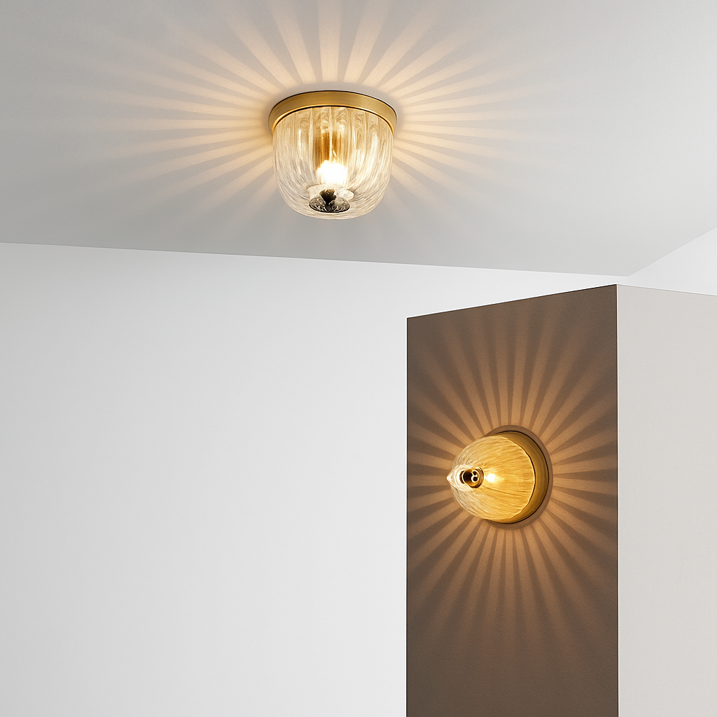 Marquello | Geribbelde Transparante Glazen Bauhaus Geïnspireerde Wandlamp