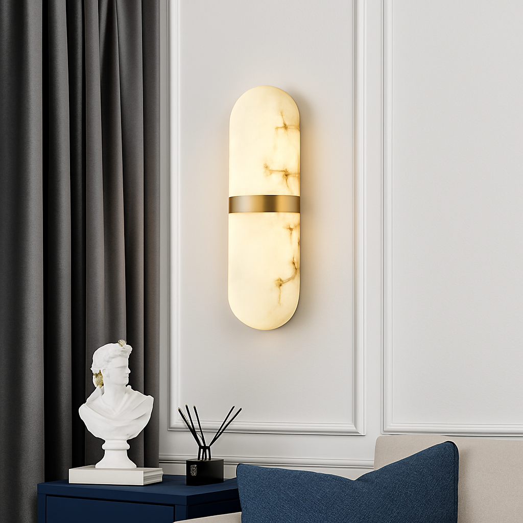 Kendravax | Neoclassic marmerstructuur gebogen wandlamp