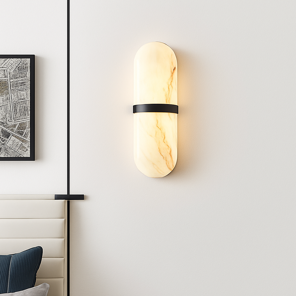 Kendravax | Neoclassic marmerstructuur gebogen wandlamp