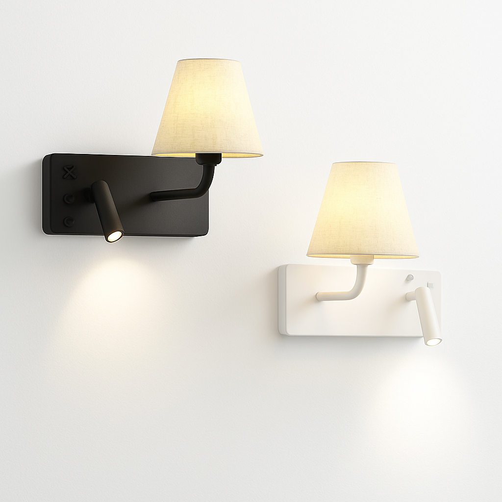 Marrowen | Cilindrische Gestructureerde Stoffen Dubbele Bron Wandlamp met Leeslamp