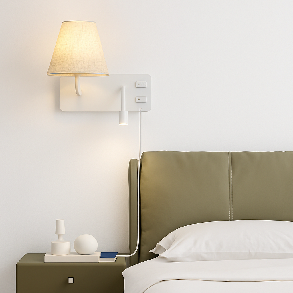 Marrowen | Cilindrische Gestructureerde Stoffen Dubbele Bron Wandlamp met Leeslamp