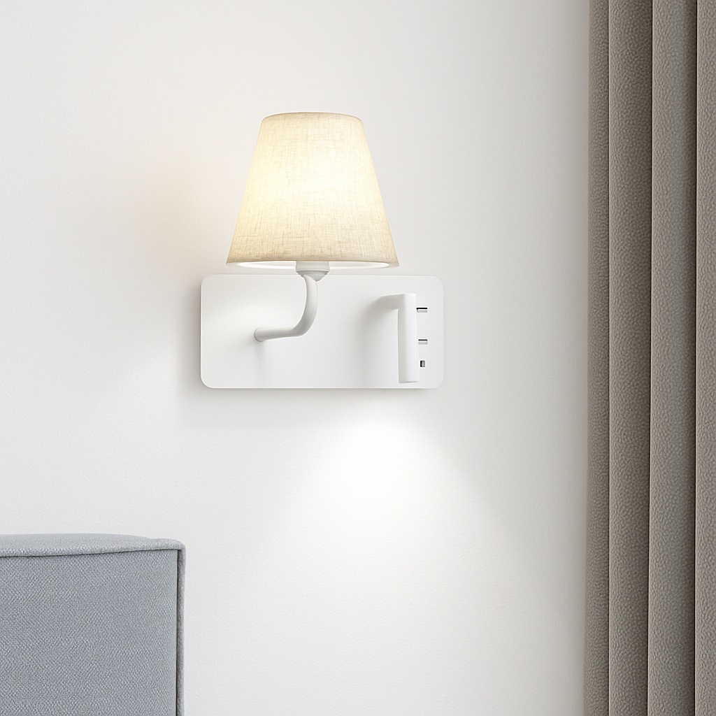 Marrowen | Cilindrische Gestructureerde Stoffen Dubbele Bron Wandlamp met Leeslamp