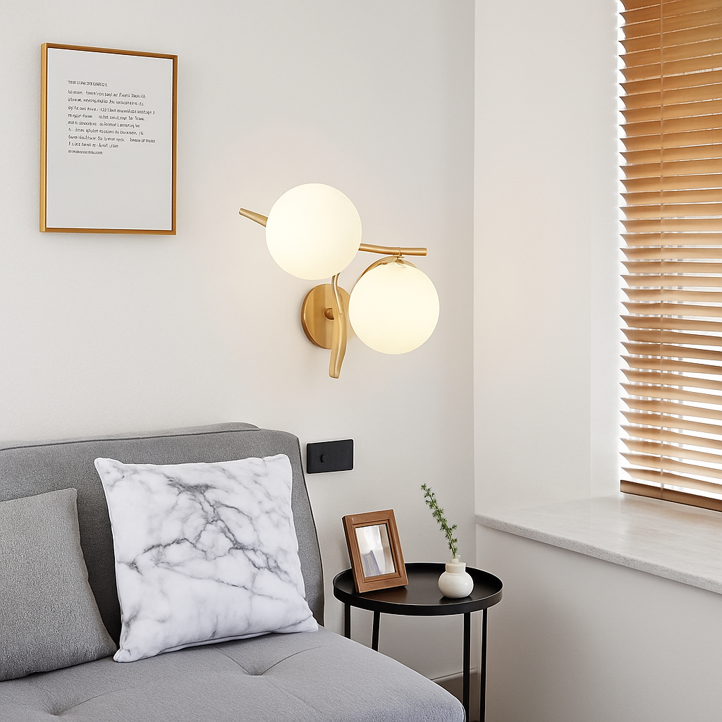Kynthell | Minimalistische Kruisende Sculpturale Glazen Bol Wandlamp