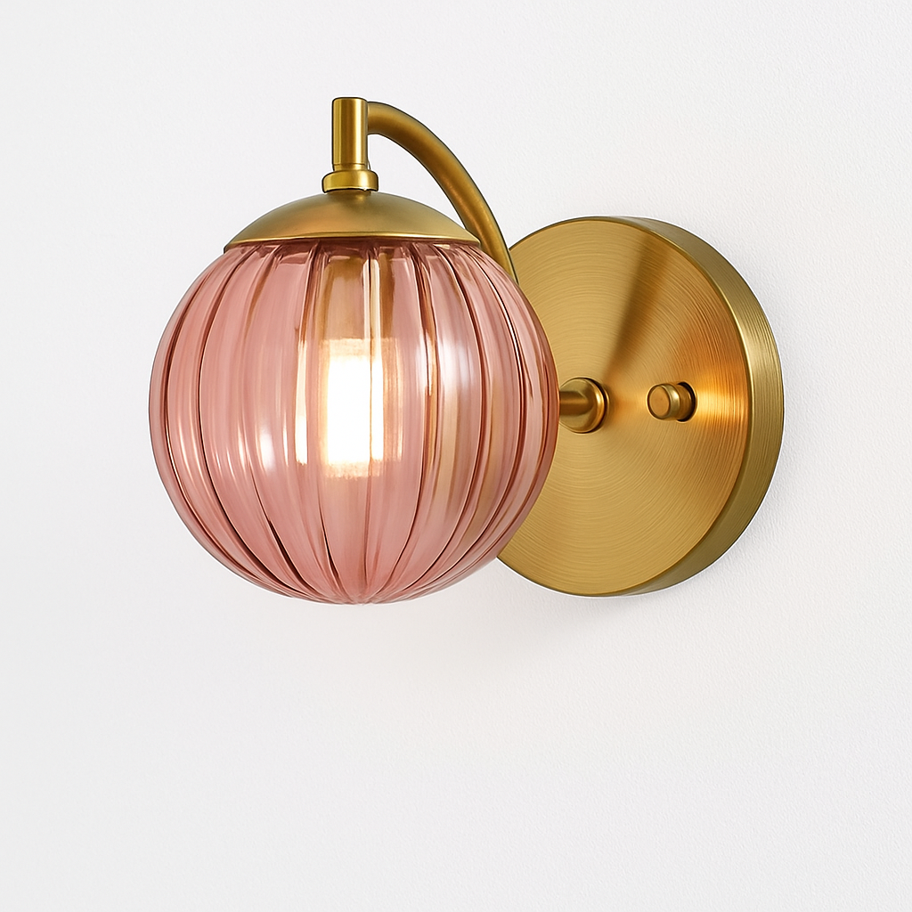 Zenvori | Moderne Gebrande Glazen Bol Messing Wandlamp