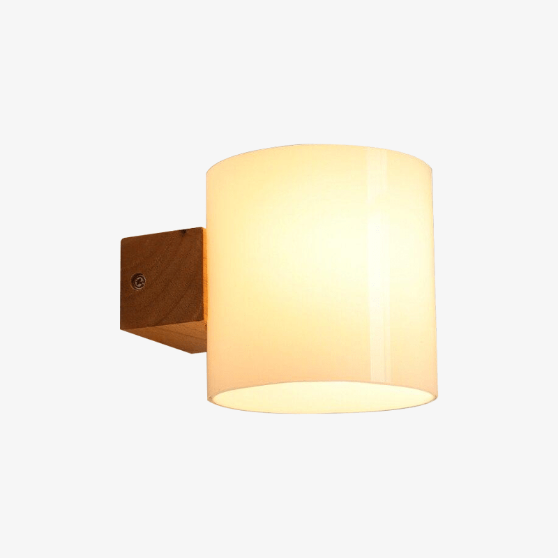 Krythall | Industriële getextureerde hout- en matglas wandlamp