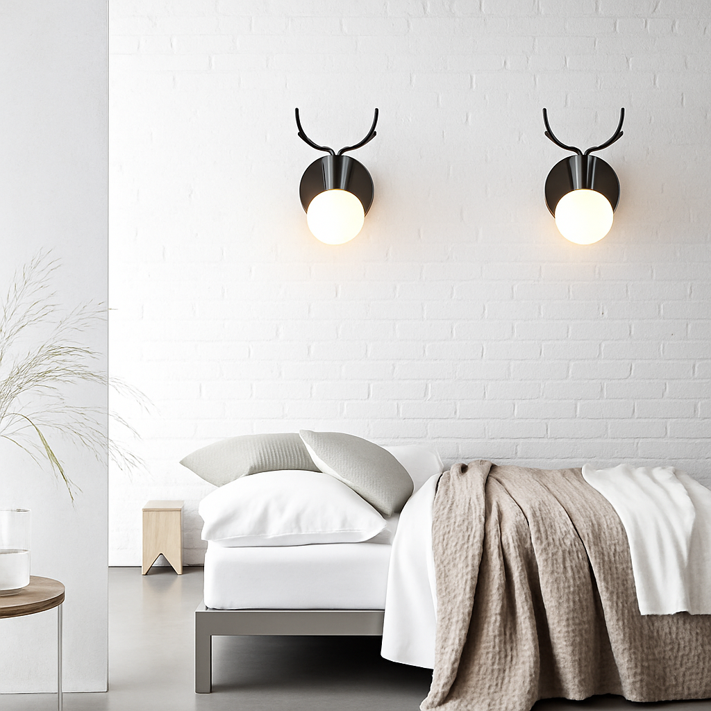 Virello | Gesculpteerde Herten Gewei Hout en Metaal Moderne Wandlamp