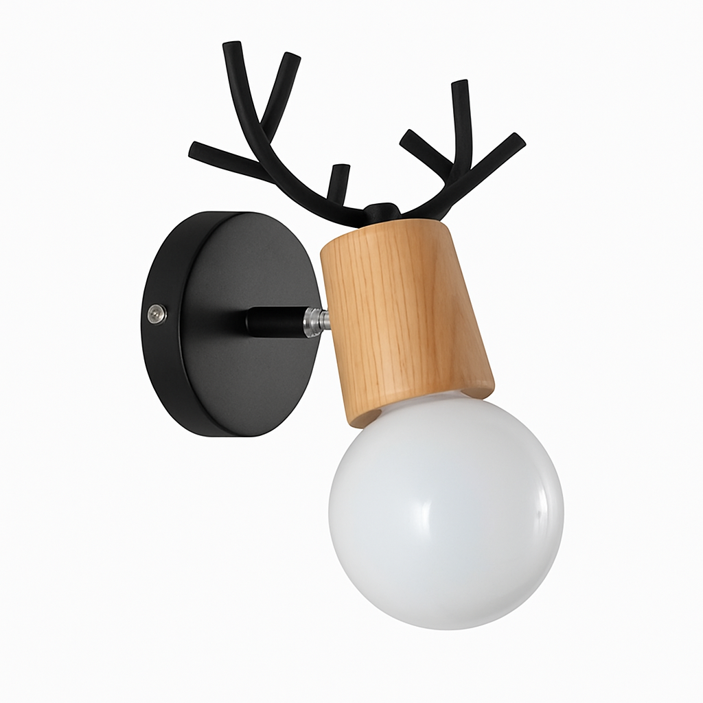 Virello | Gesculpteerde Herten Gewei Hout en Metaal Moderne Wandlamp