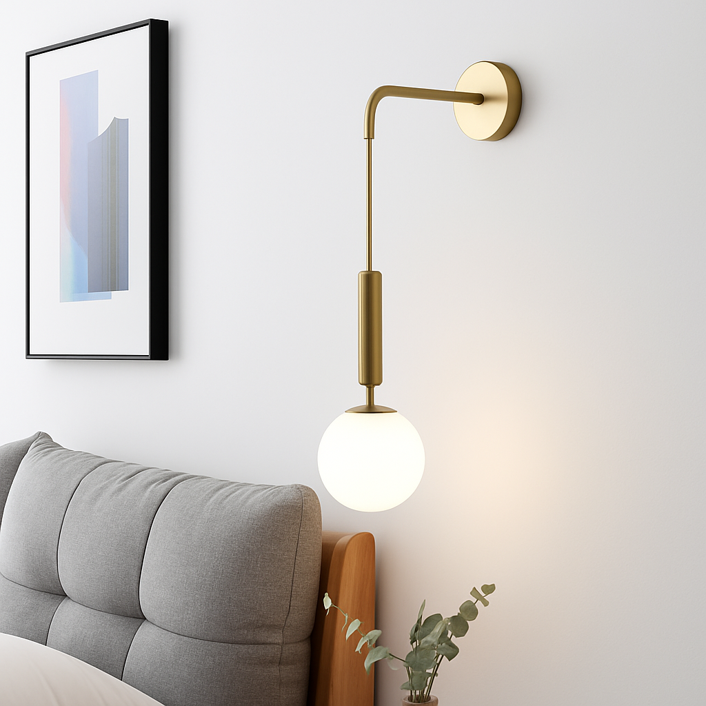 Velentia | Minimalistische matte bol noordse glazen wandlamp