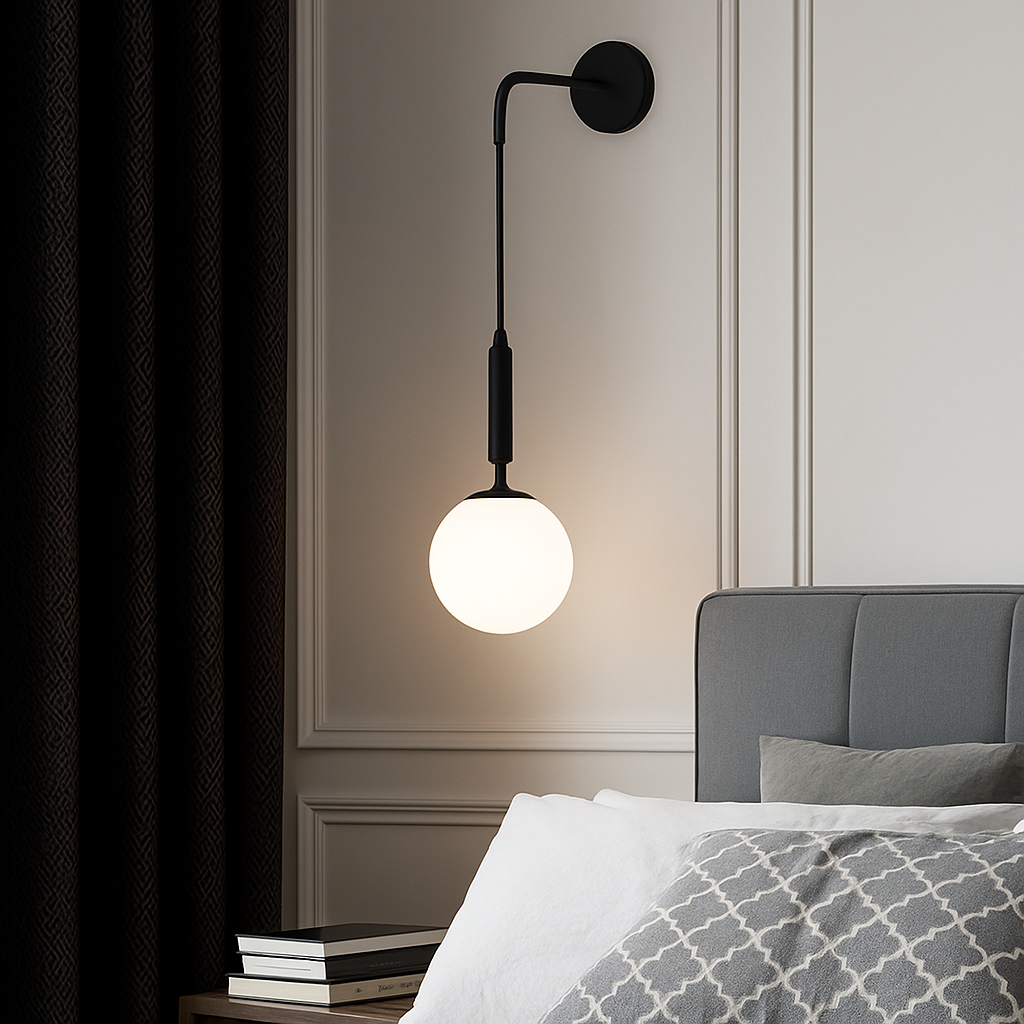 Velentia | Minimalistische matte bol noordse glazen wandlamp