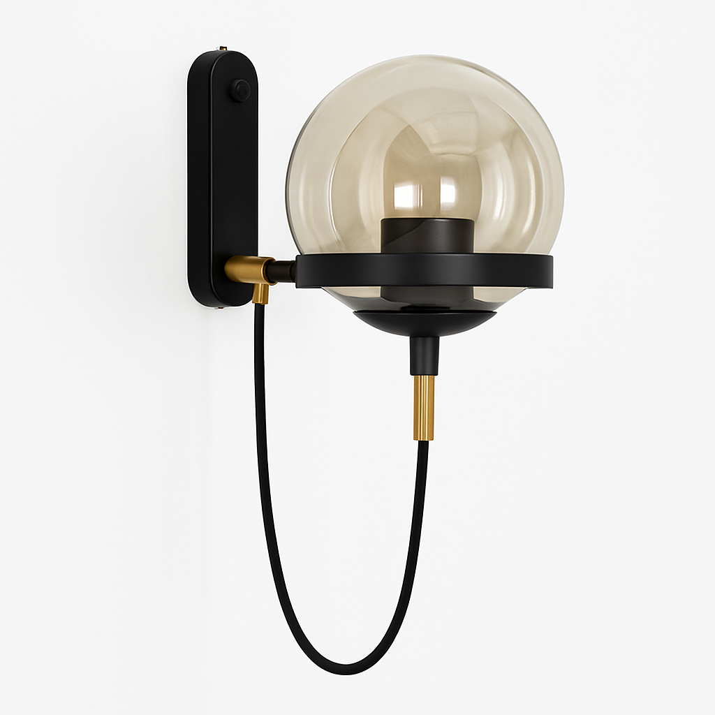 Solyndra | Moderne Metalen en Glazen Bol Minimalistische Wandlamp