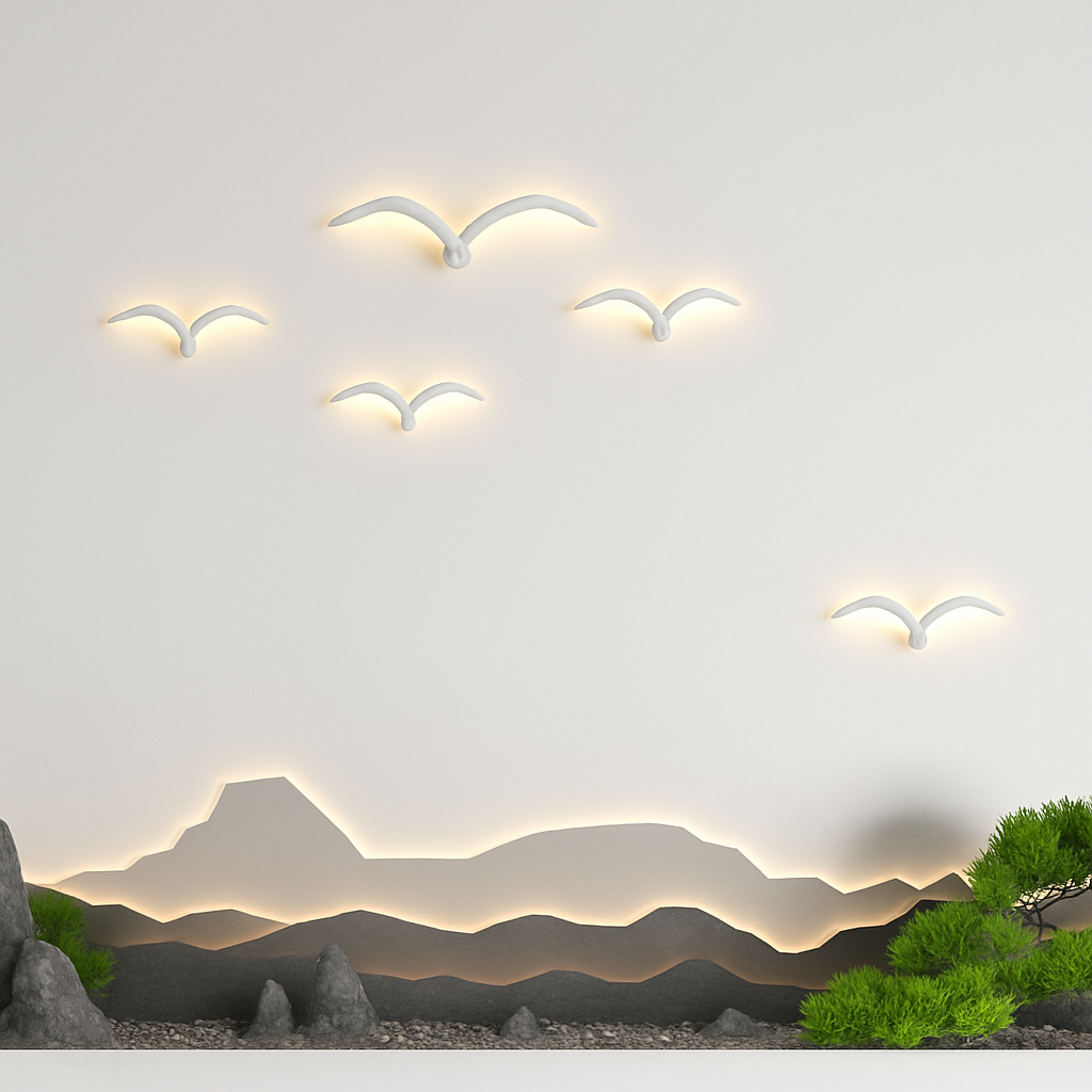 Kelthrom | Noordse Sculpturale Vogelvorm Acryl Wandlamp