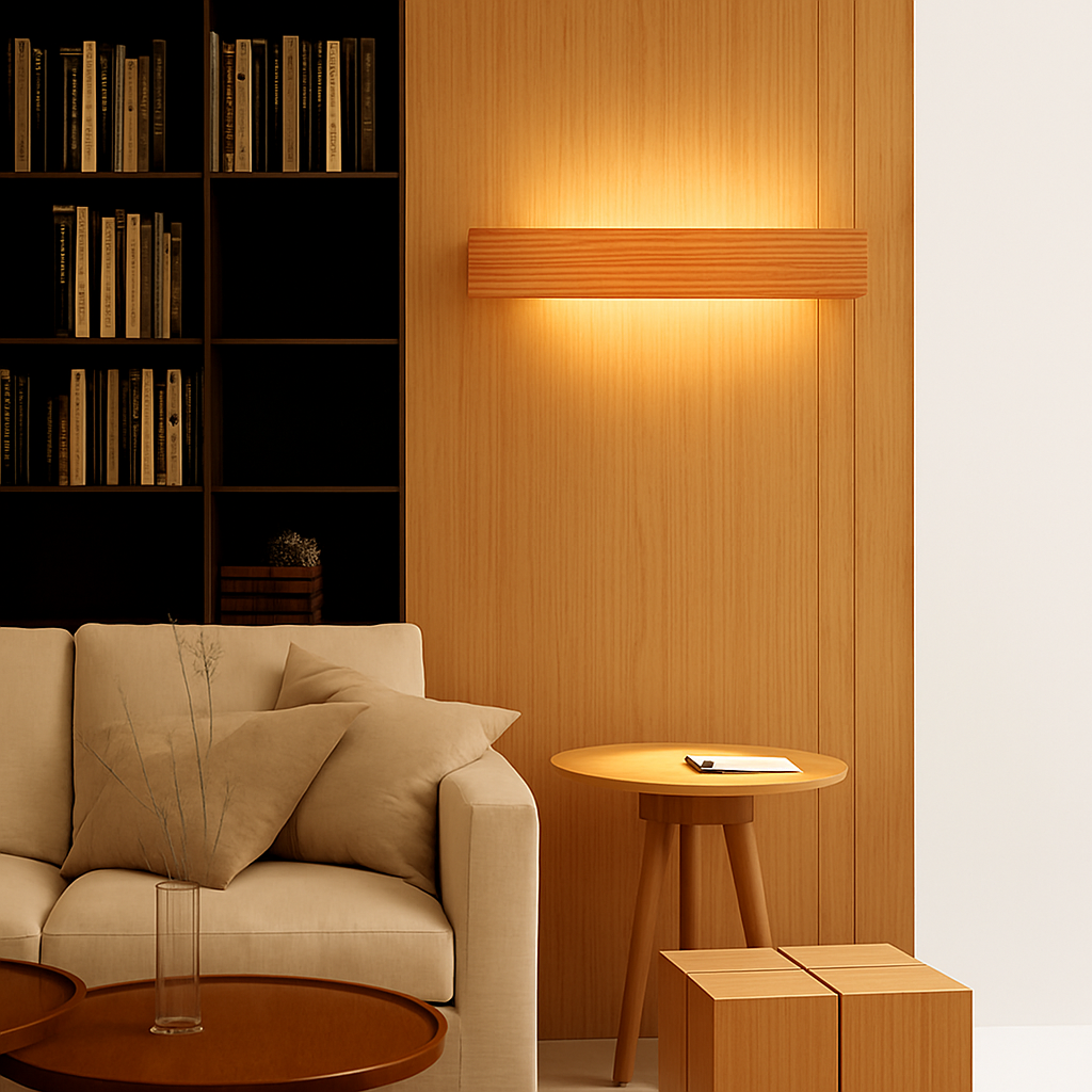 Verqyra | Rechthoekige Gesneden Houten Moderne Wandlamp