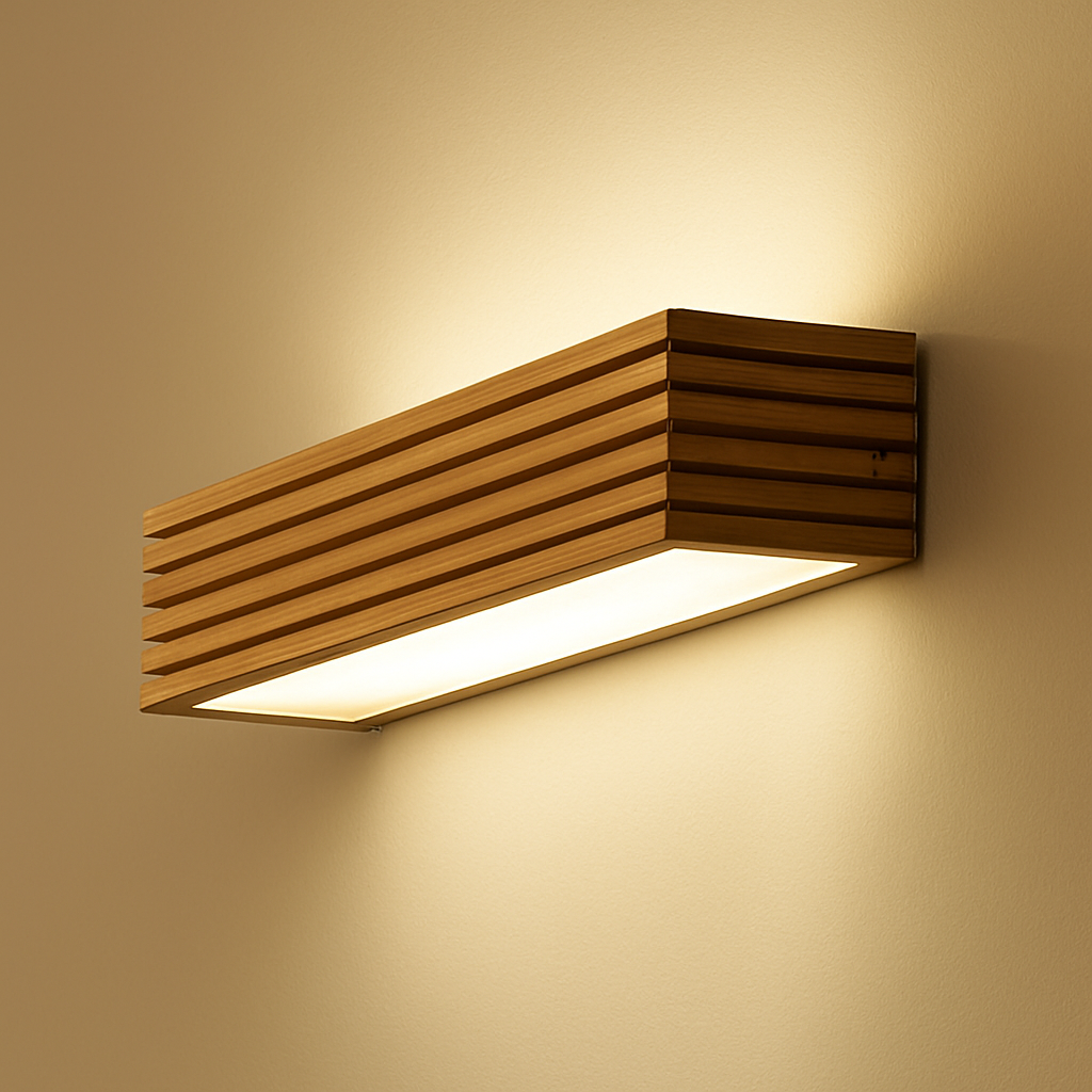 Verqyra | Rechthoekige Gesneden Houten Moderne Wandlamp