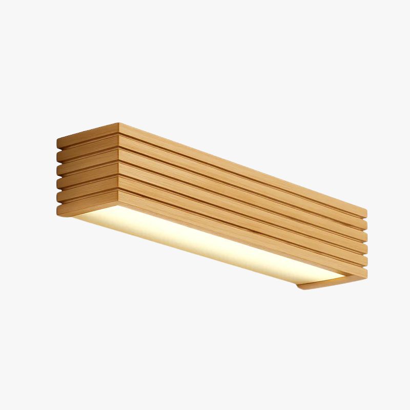 Verqyra | Rechthoekige Gesneden Houten Moderne Wandlamp