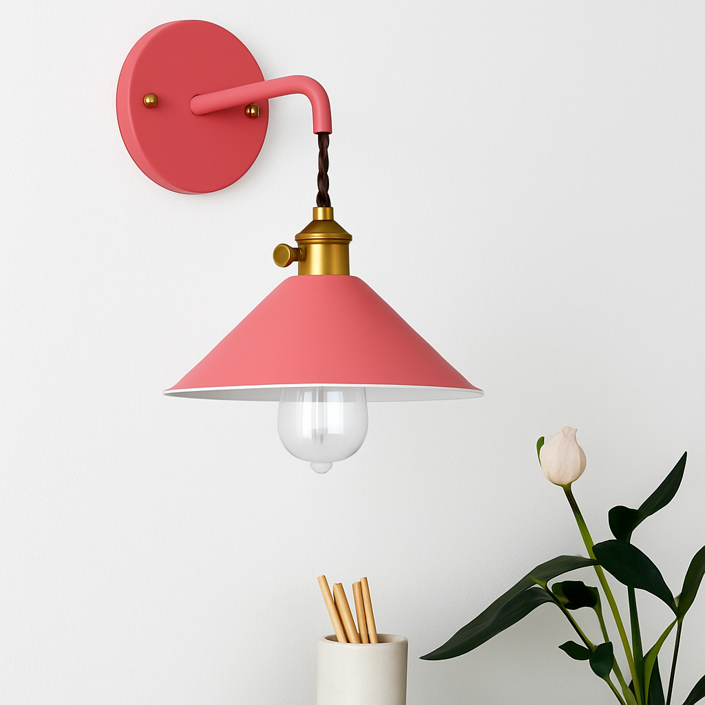 Velmory | Vintage Beschilderde Metalen Naar Beneden Gerichte Kap Moderne Wandlamp