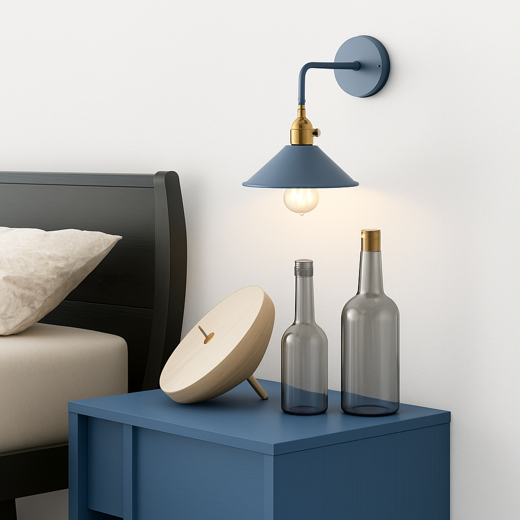 Velmory | Vintage Beschilderde Metalen Naar Beneden Gerichte Kap Moderne Wandlamp