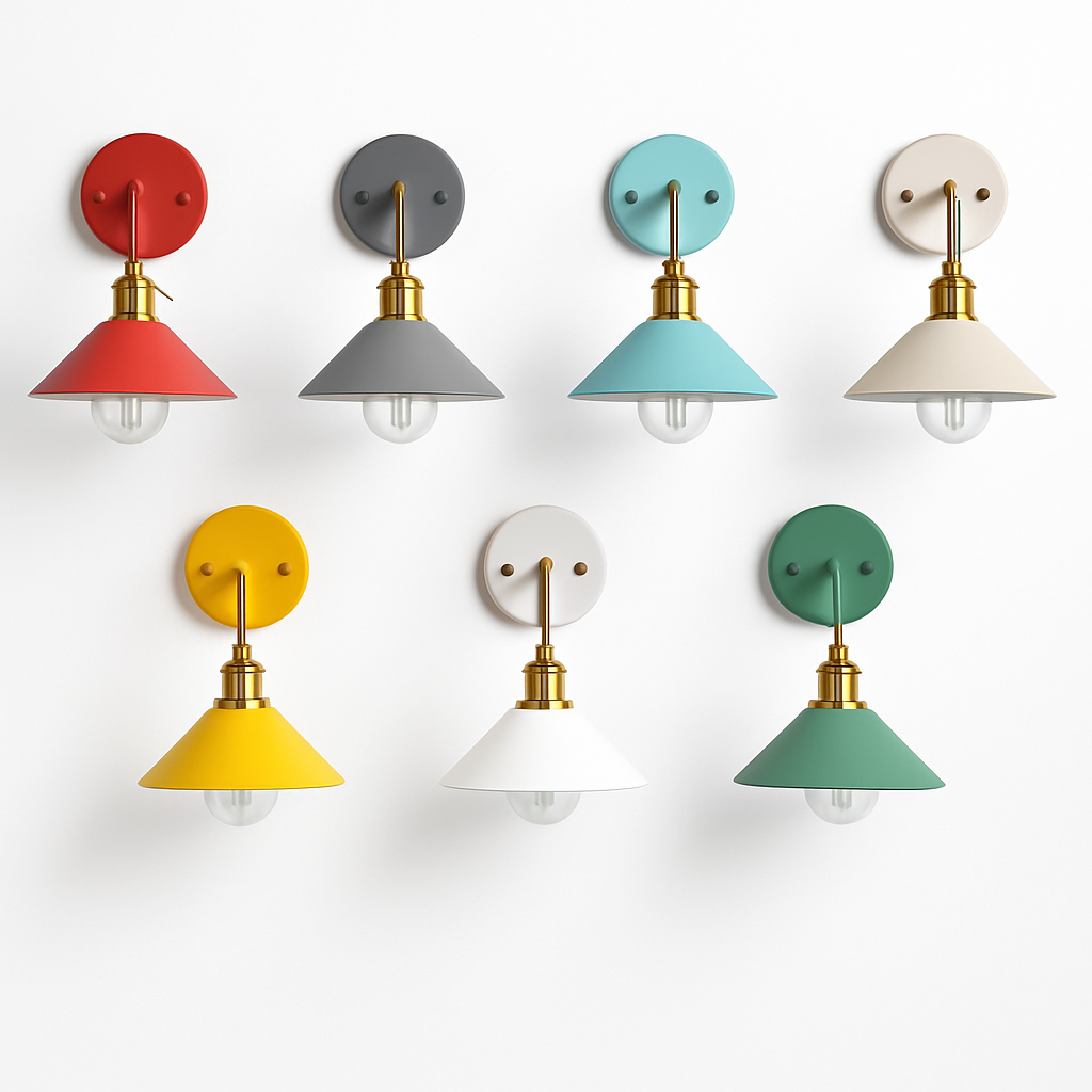 Velmory | Vintage Beschilderde Metalen Naar Beneden Gerichte Kap Moderne Wandlamp