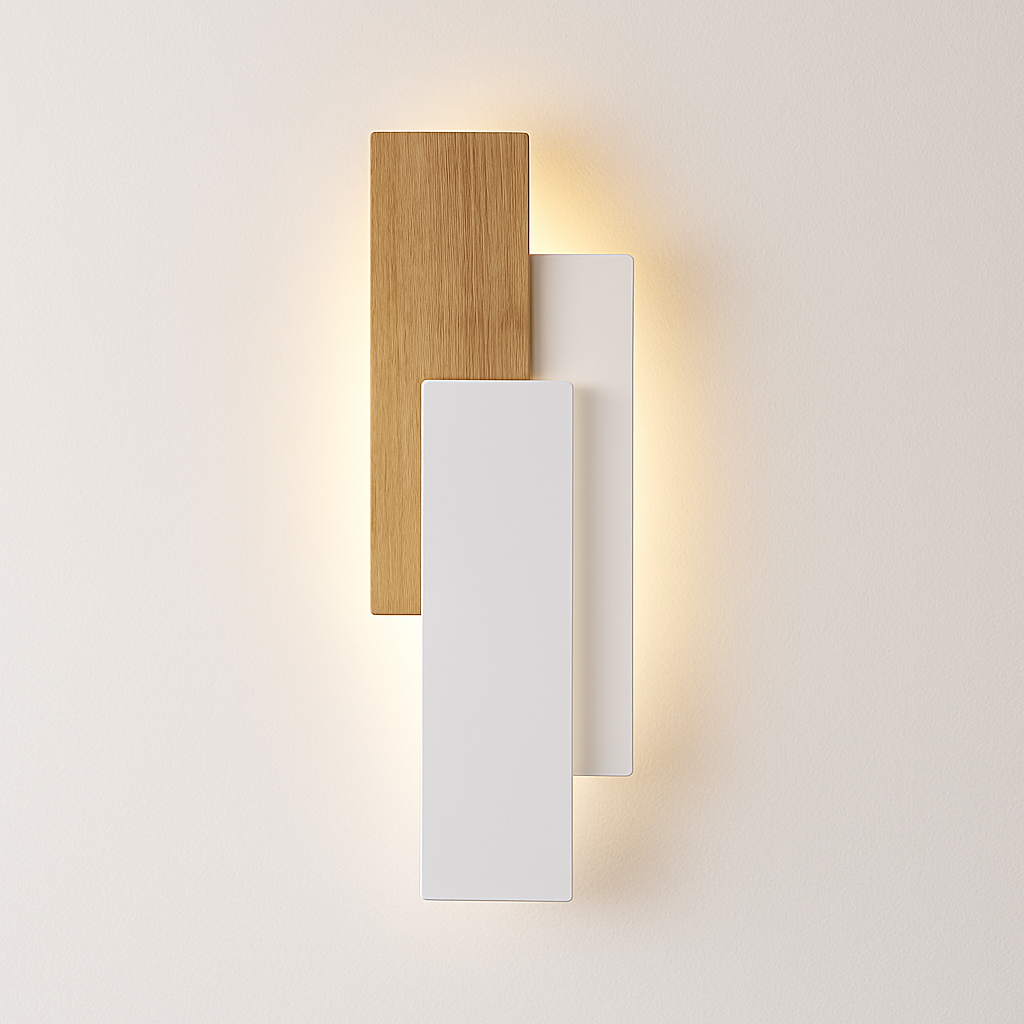 Kernowen | Architectonische geometrische houten profiel moderne wandlamp