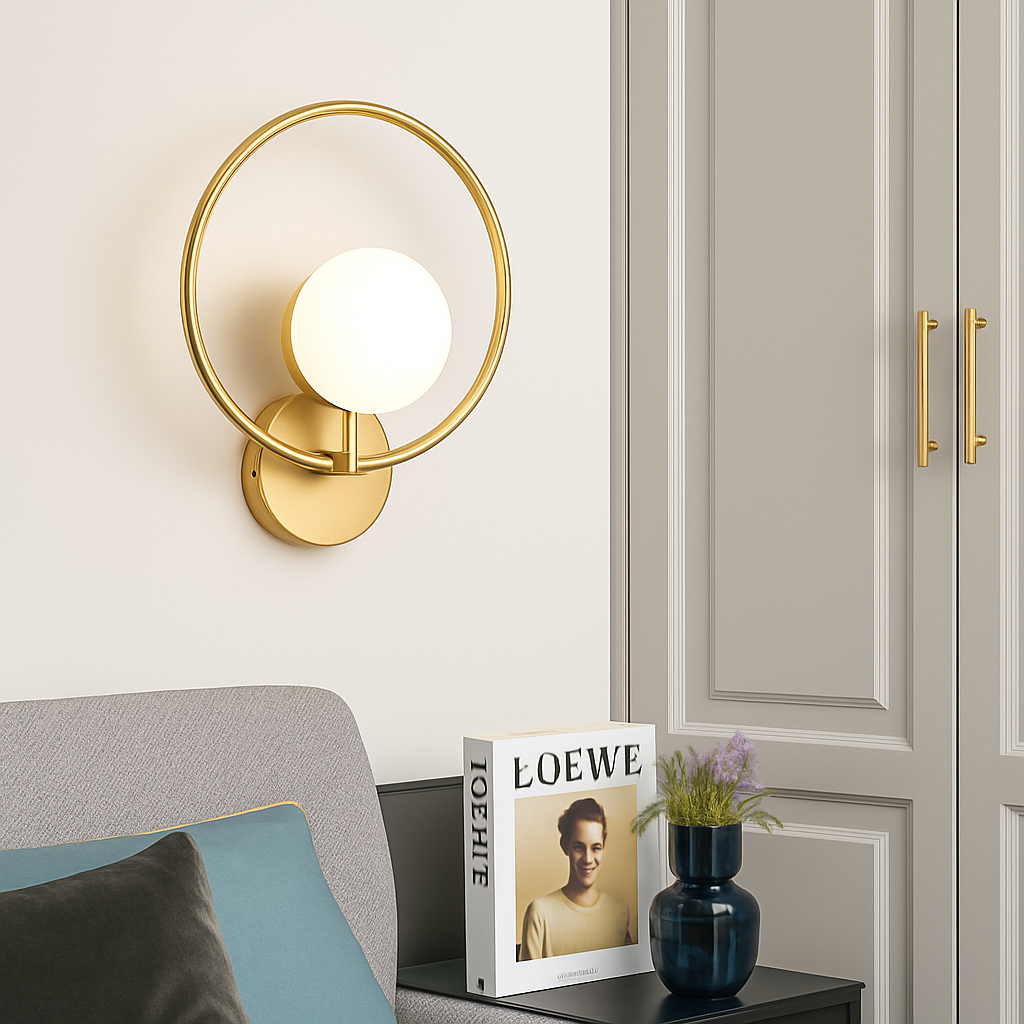 Belmontis | Geometrische Vergulde Schijf Opbouw Wandlamp