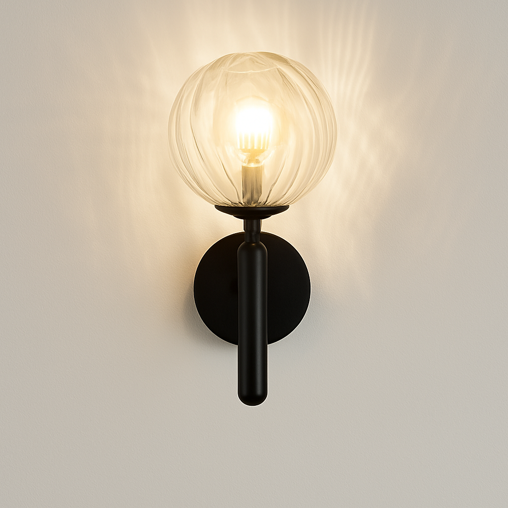 Belgracia | Geometrische Bol Transparante Kap Gepoedercoat IJzeren Wandlamp