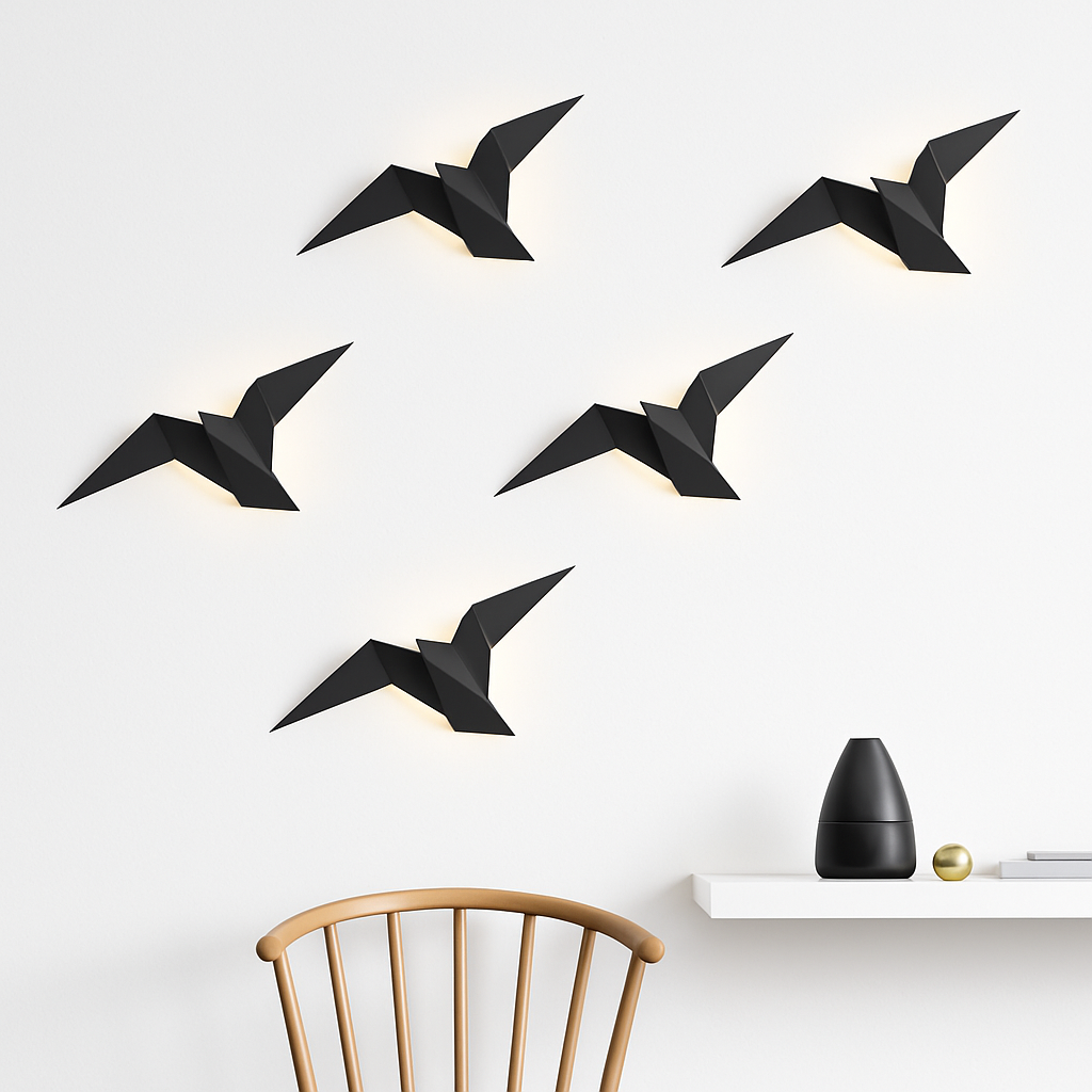 Zeyvori | Elegante Origami Vogel Sculpturale Metalen Wandlamp