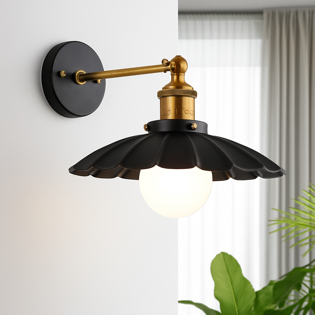 Thorneka | Geribd ijzeren vintage decoratieve wandlamp