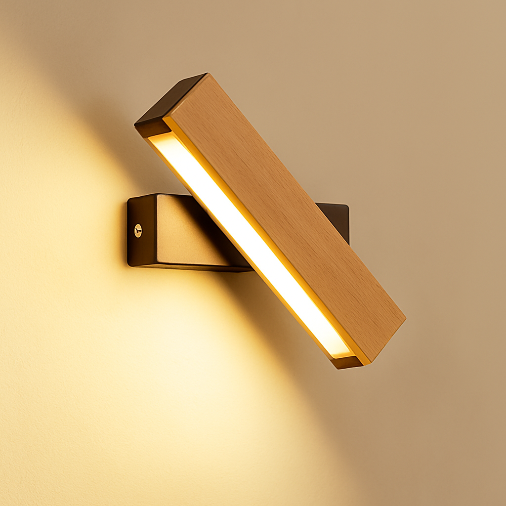 Veldromi | Scandinavische cilindrische draaibare houten leeswandlamp