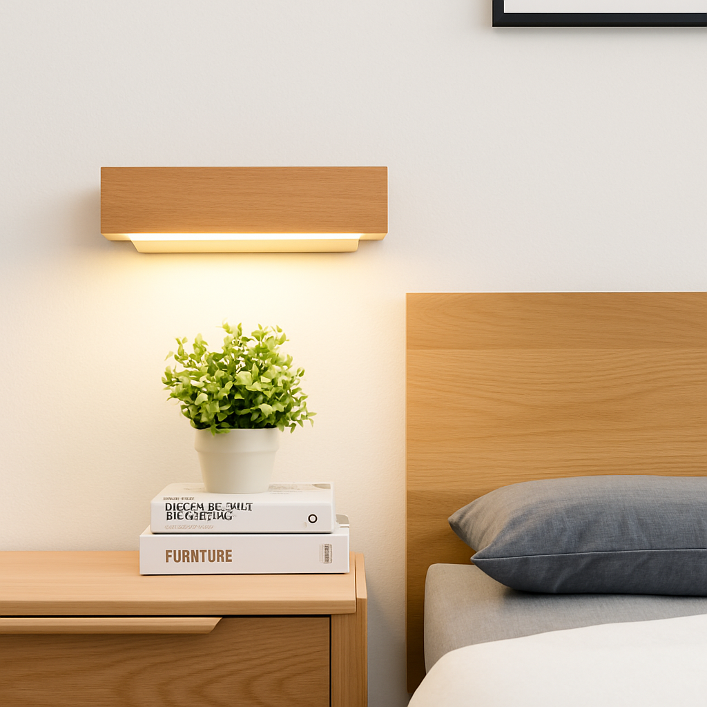 Veldromi | Scandinavische cilindrische draaibare houten leeswandlamp