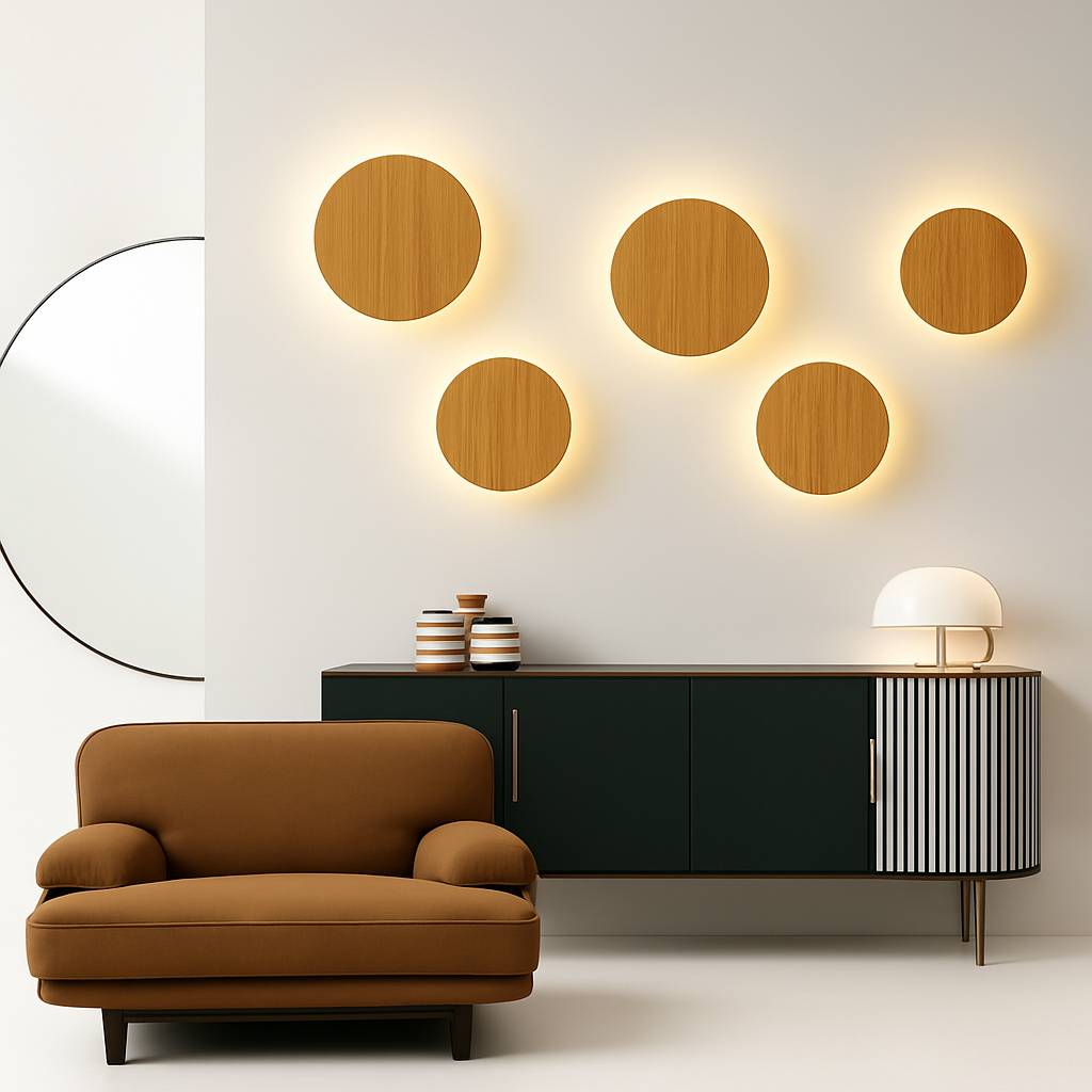Velithen | Scandinavische Ovale Houten Op-en-Neer Glazen Wandlamp