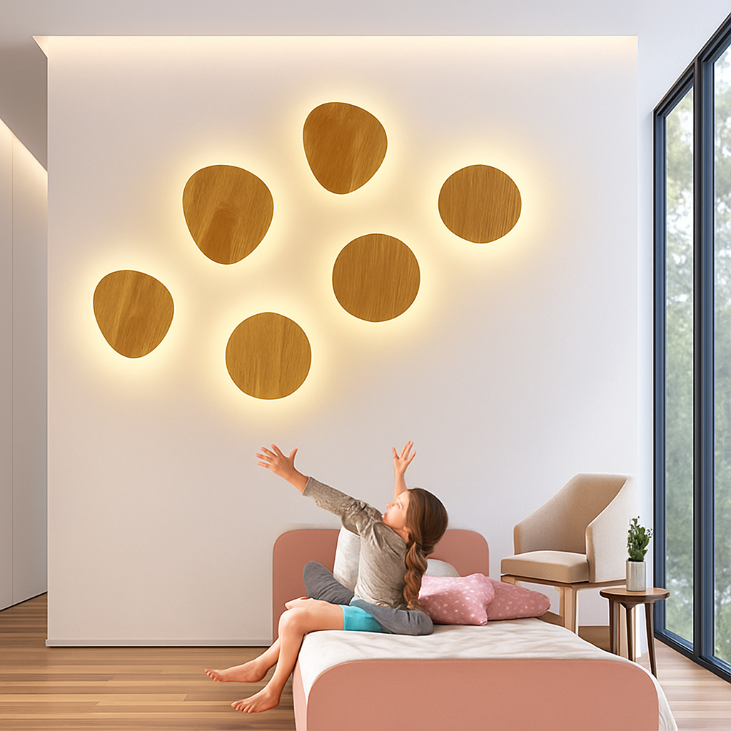Velithen | Scandinavische Ovale Houten Op-en-Neer Glazen Wandlamp