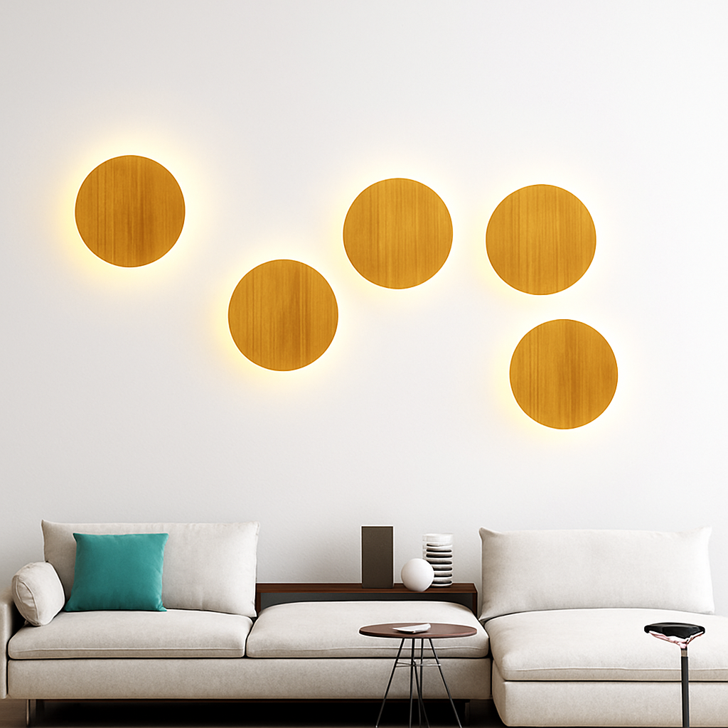 Velithen | Scandinavische Ovale Houten Op-en-Neer Glazen Wandlamp