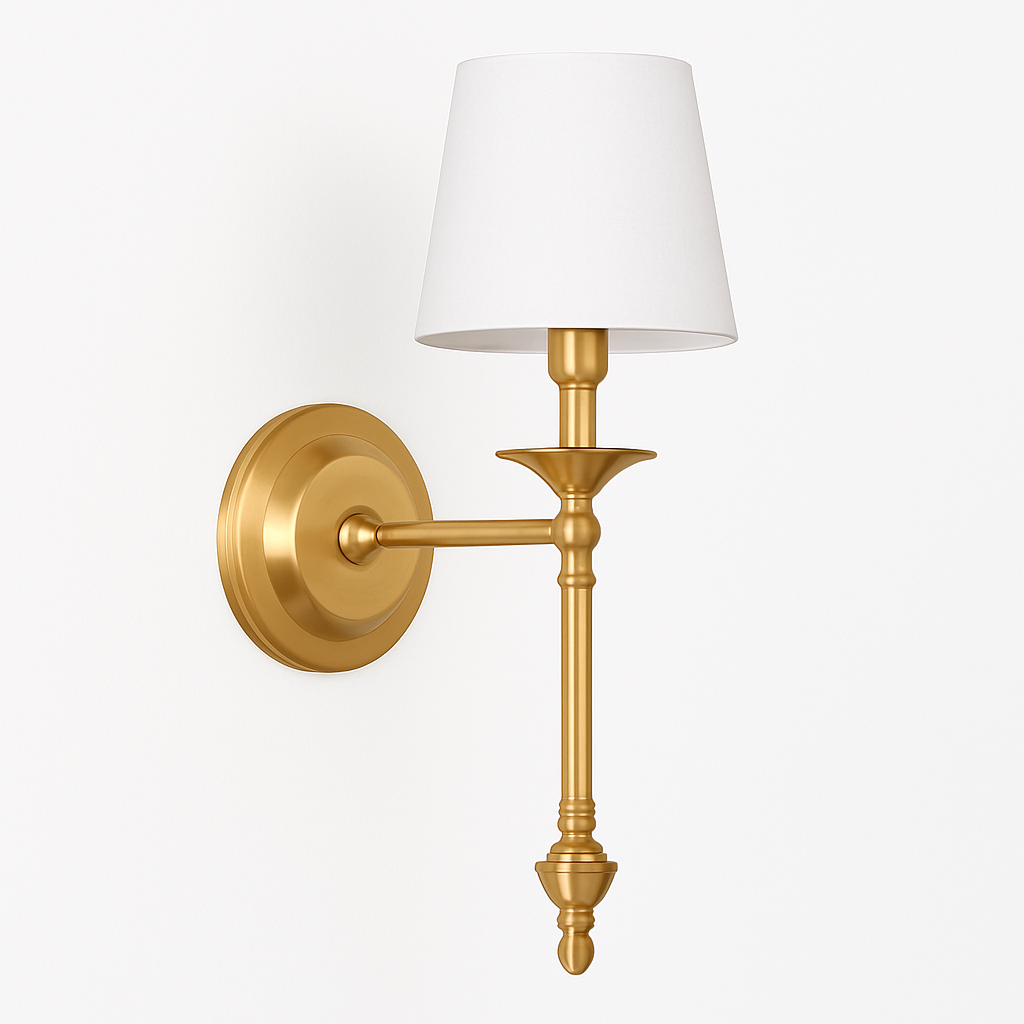 Kelmscott | Moderne Geribbelde Metalen Wandlamp met Stoffen Kap