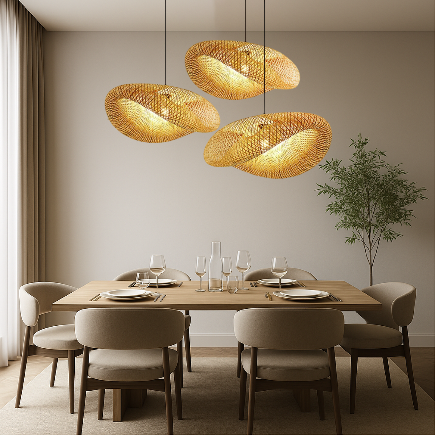 Nativa | Scandinavische Geweven Bamboe Hanglamp