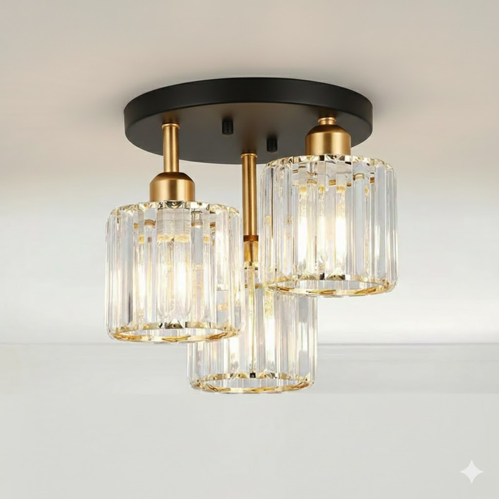 Luminera | Elegante Kristallen Glazen Semi-Plafondlamp