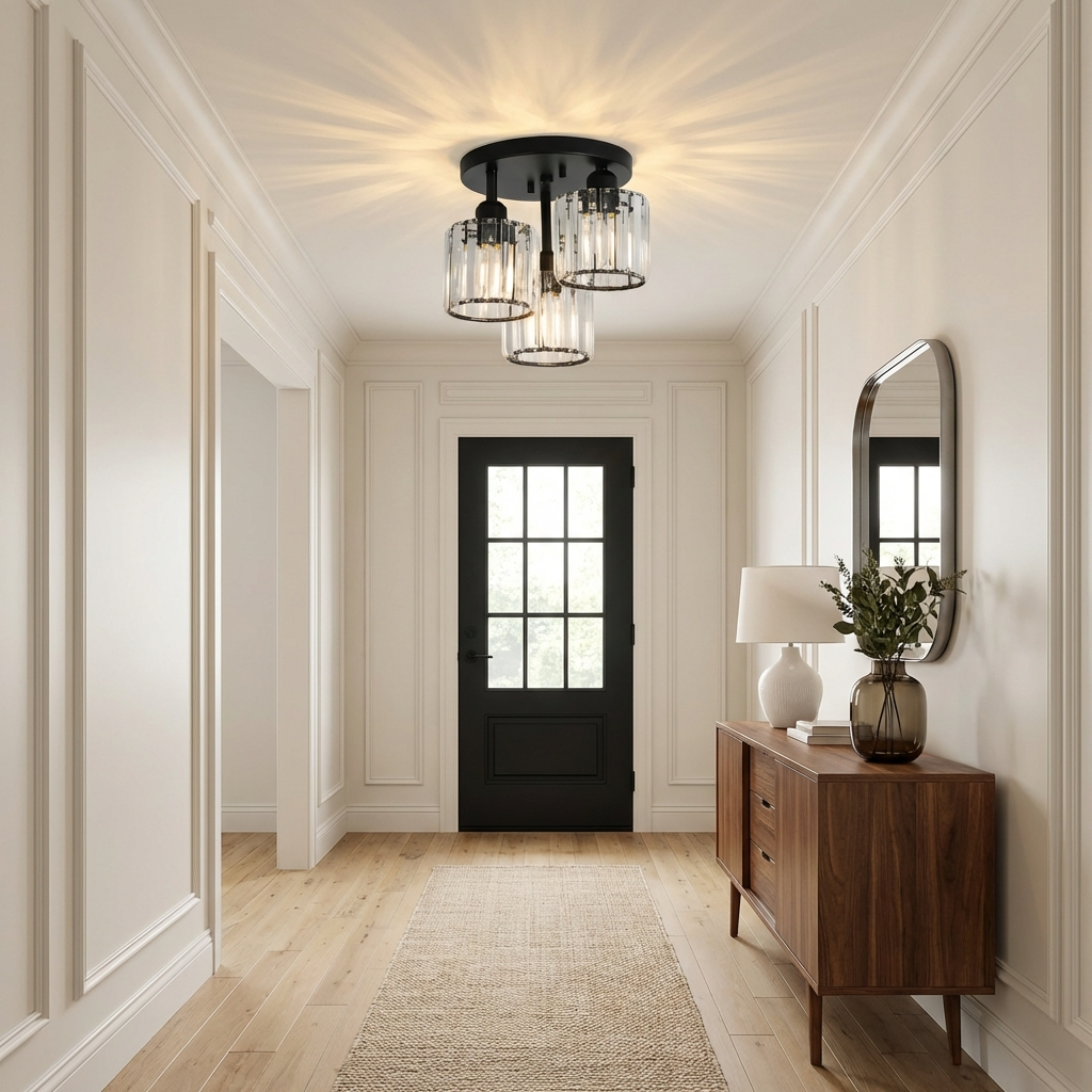 Luminera | Elegante Kristallen Glazen Semi-Plafondlamp