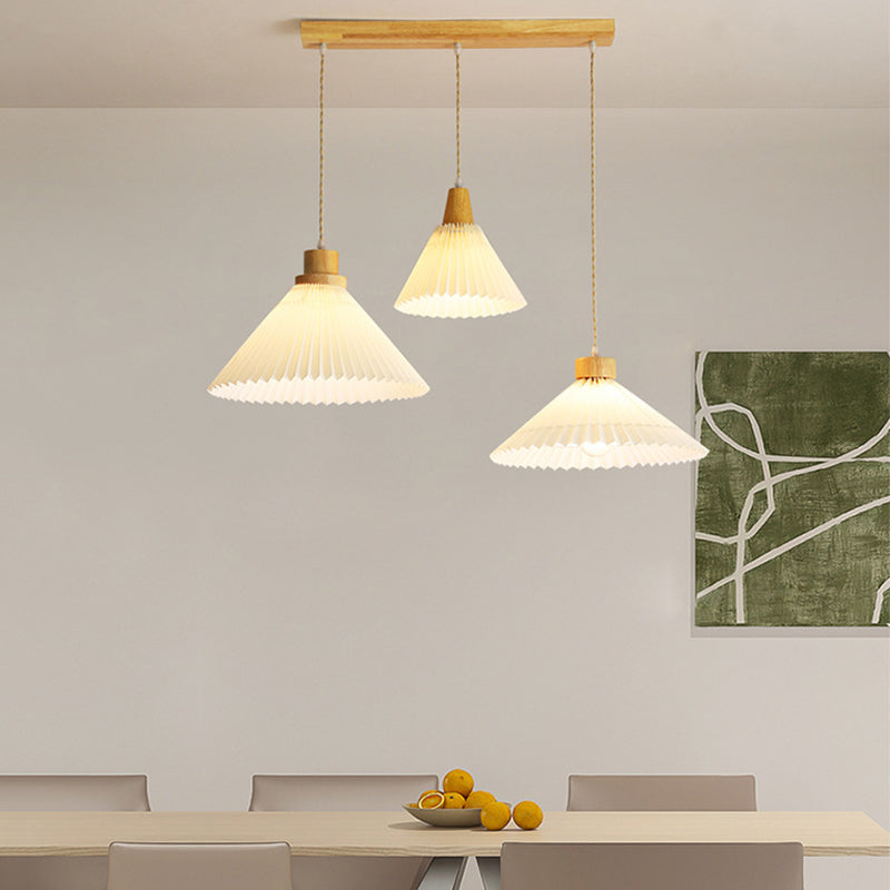 Luvithos | Architectonische Cluster Plissé Geplooide Houten Hanglamp