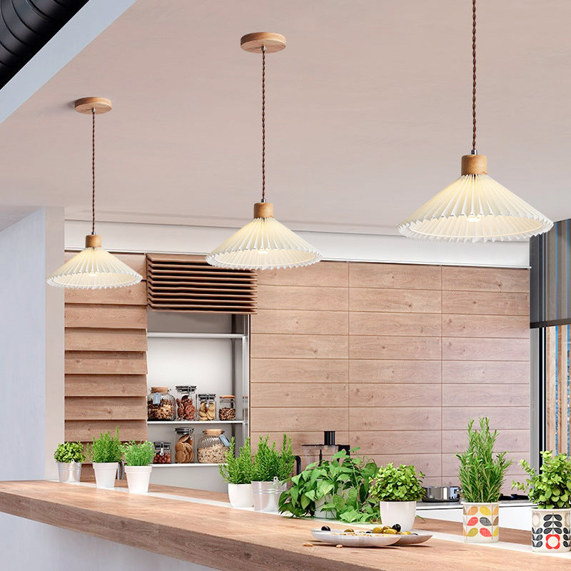 Luvithos | Architectonische Cluster Plissé Geplooide Houten Hanglamp